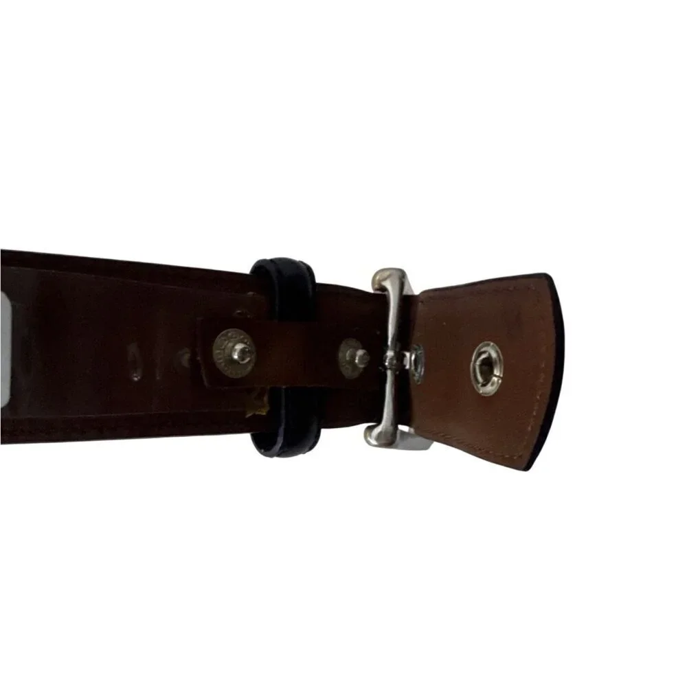 Torino Leather Co. Mens Black Leather Belt Size 42 With Silver Buckle